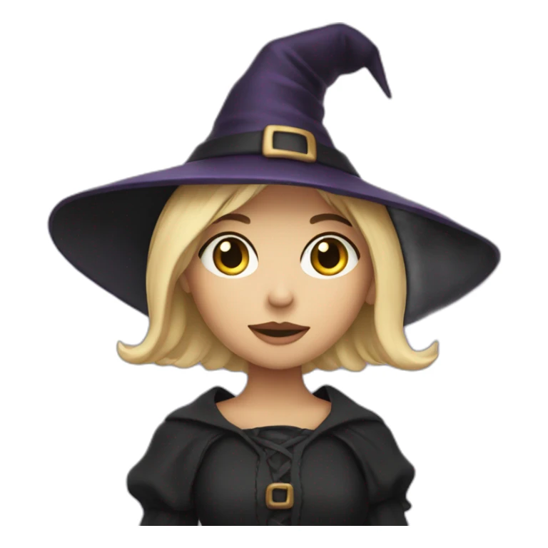 a little blondie with short hair and dressed as a witch sticker