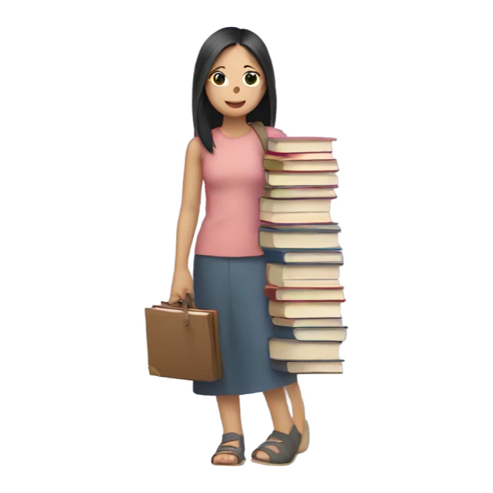 Asian girl holding books sticker