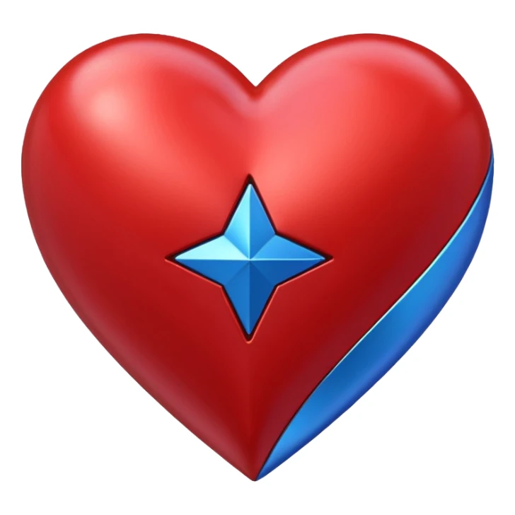 A geometric red 3D heart with a geometric blue star inside sticker