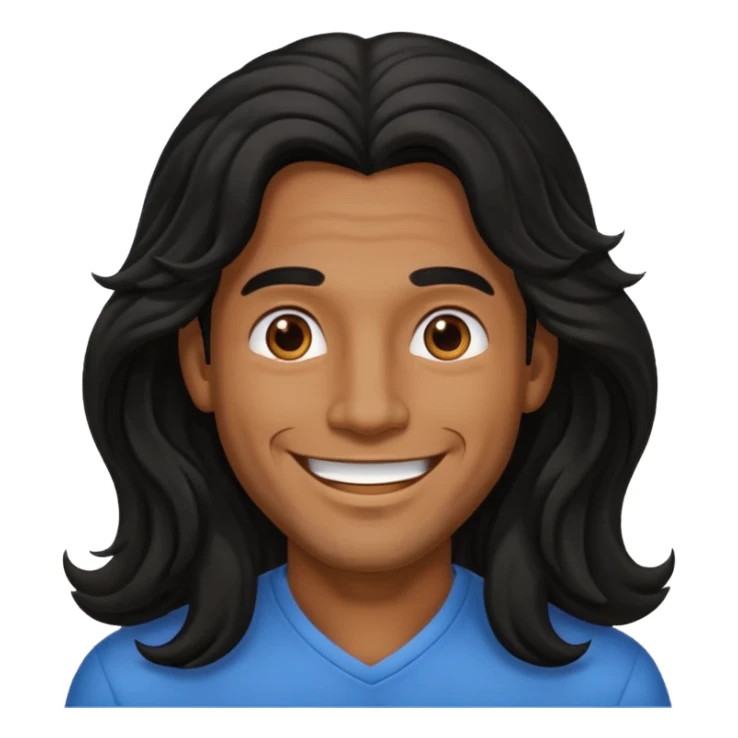 Männlich, lange gewellte schwarze Haare, braune Haut  sticker