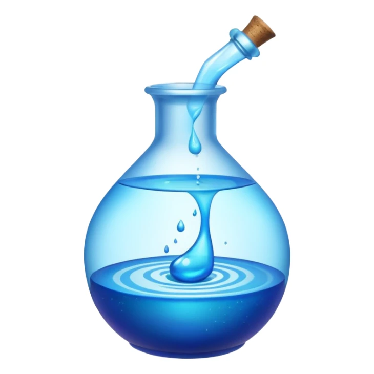 Blue potion bottle open with the liquid falling out (Upside-down with no cork and w/o handle) sticker