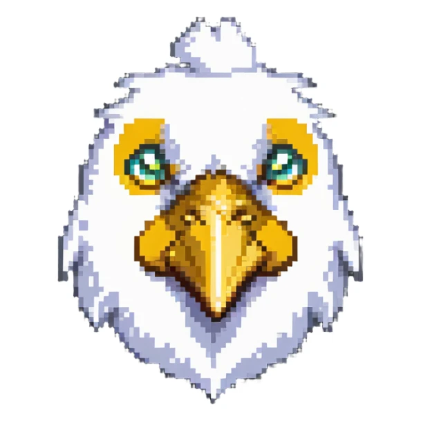 ultra-minimal blocky chicken head emoji with only 2 large square pixels: one white for the head, one yellow for the beak, extremely simple and abstract, matching Minecraft palette sticker