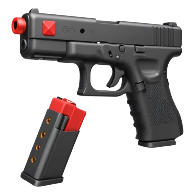 a red glock 20 with a drum mag inside of it with a red flag like people wear in real life with a incognito switch in the back plate sticker