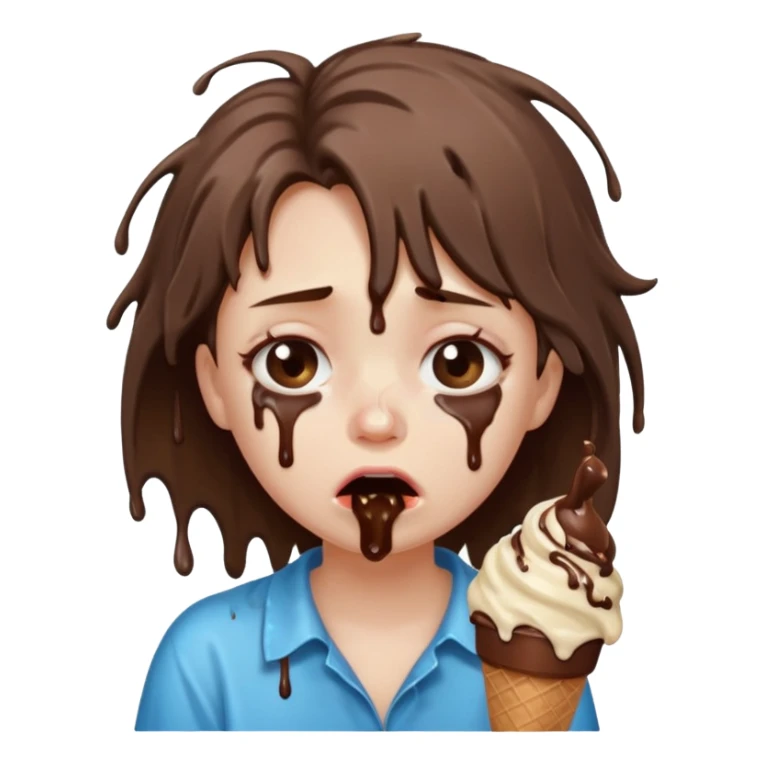 a crying girl with ice cream after heartbreak sticker