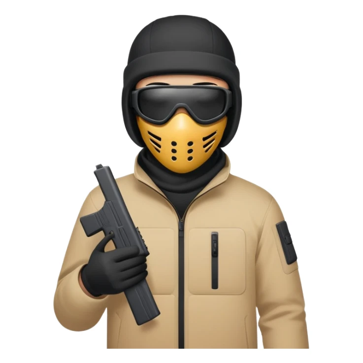 Yn holding a Glock with a switch wearing a Nike ski mask sticker