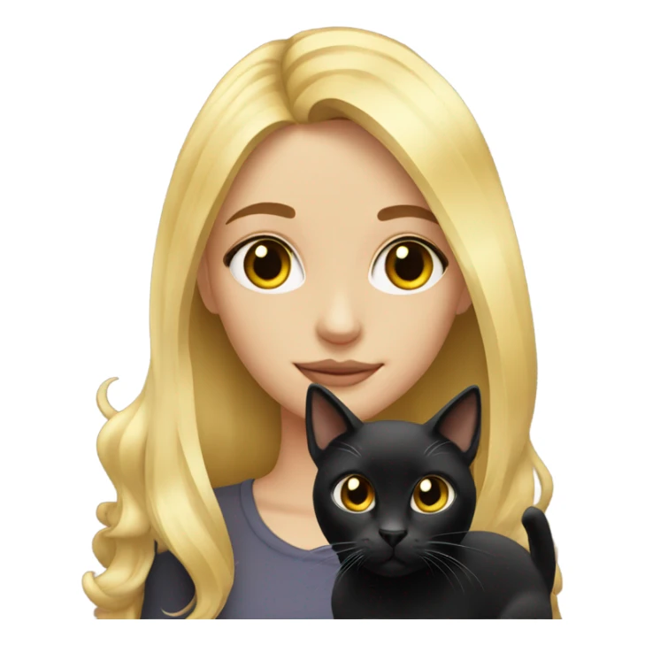 Blonde girl with a black cat sticker