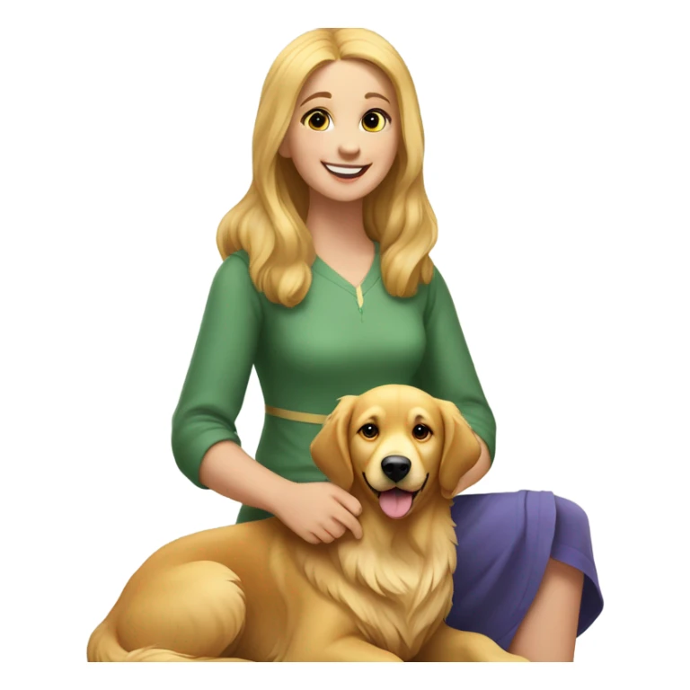 golden retriever with girl sticker