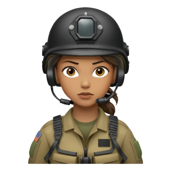female special operations communications operator with combat gear sticker