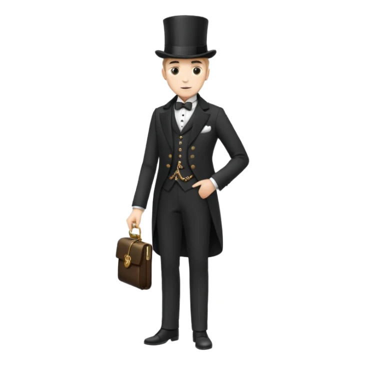 elegant Victorian gentleman in a top hat, full body, standing, front view sticker