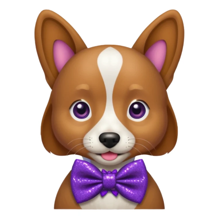 Cachorro adulto com gravata roxa com glitter sticker