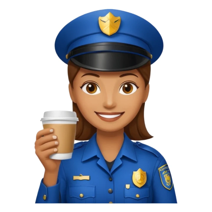 police woman holding coffe sticker