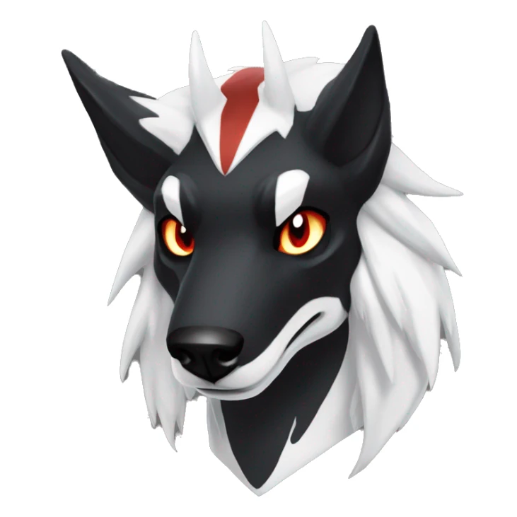 Black Cool Edgy Sergal-Houndoom-Nargacuga-Fakémon  with White and Red Edgy markings sticker