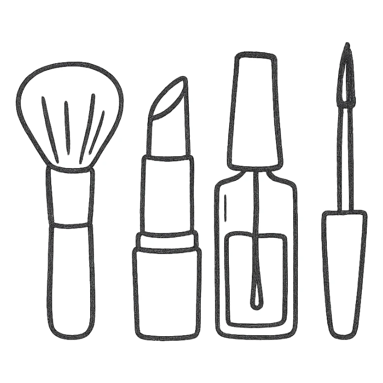 Makeup tools and products standing sticker