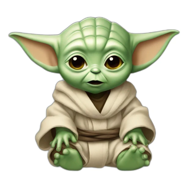 Bébé Yoda fessants un cœur sticker
