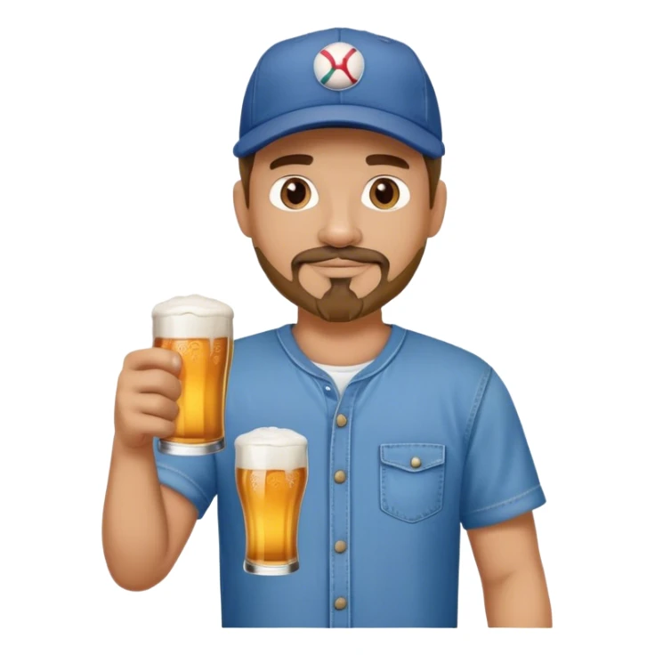 Country guy with a goatee wearing a baseball cap and holding a beer, in a blue shirt and jeans  sticker
