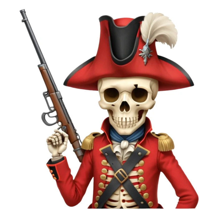 British redcoat skeleton soldier 1700s revolutionary war sticker