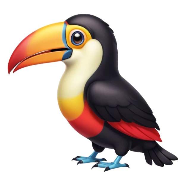 Cinematic Comical Toucan Portrait Emoji, Head tilted dramatically with an exaggeratedly shocked expression, featuring a boldly colored beak and wide, comically expressive eyes full of humorous disbelief, Simplified yet hilariously expressive features, highly detailed, glowing with a slightly sassy tropical glow, high shine, dramatic yet playful, stylized with an air of quirky exotic attitude, soft glowing outline, capturing the essence of a meme-worthy toucan that looks ready to side-eye its way into viral fame! sticker
