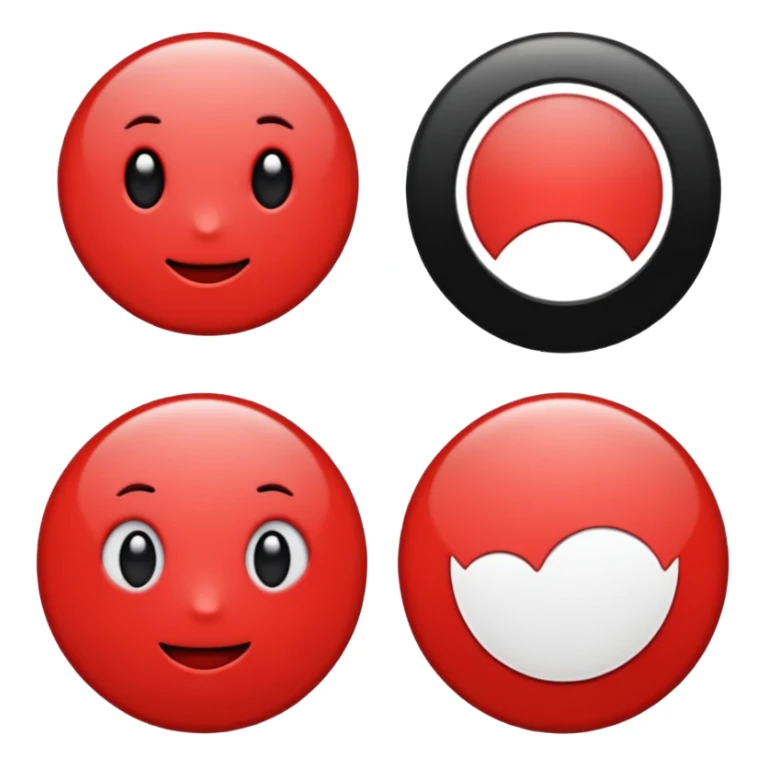 Red circle with a white circle inside and inside the white circle is a black circle sticker