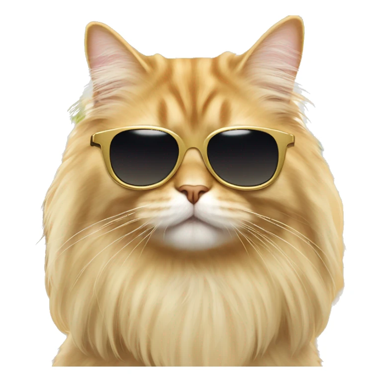 Gold british long hair cat wearing sunglasses on the beach sticker