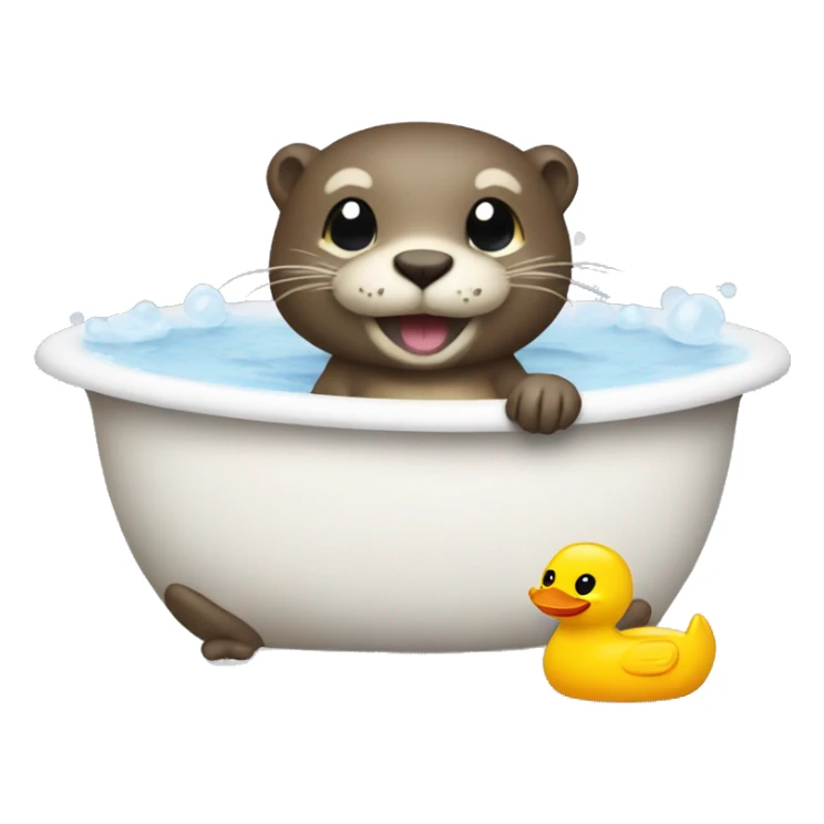 otter in a bath tub with rubber duck sticker