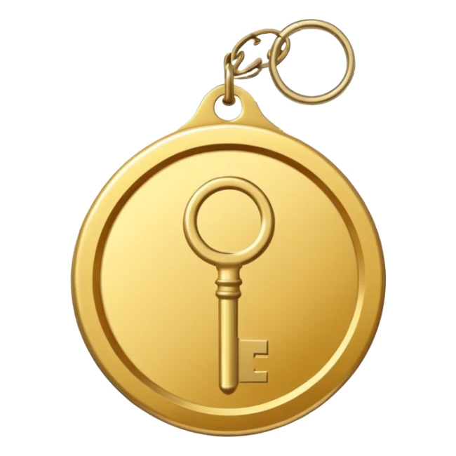 a gold medal with a key engraved on it sticker
