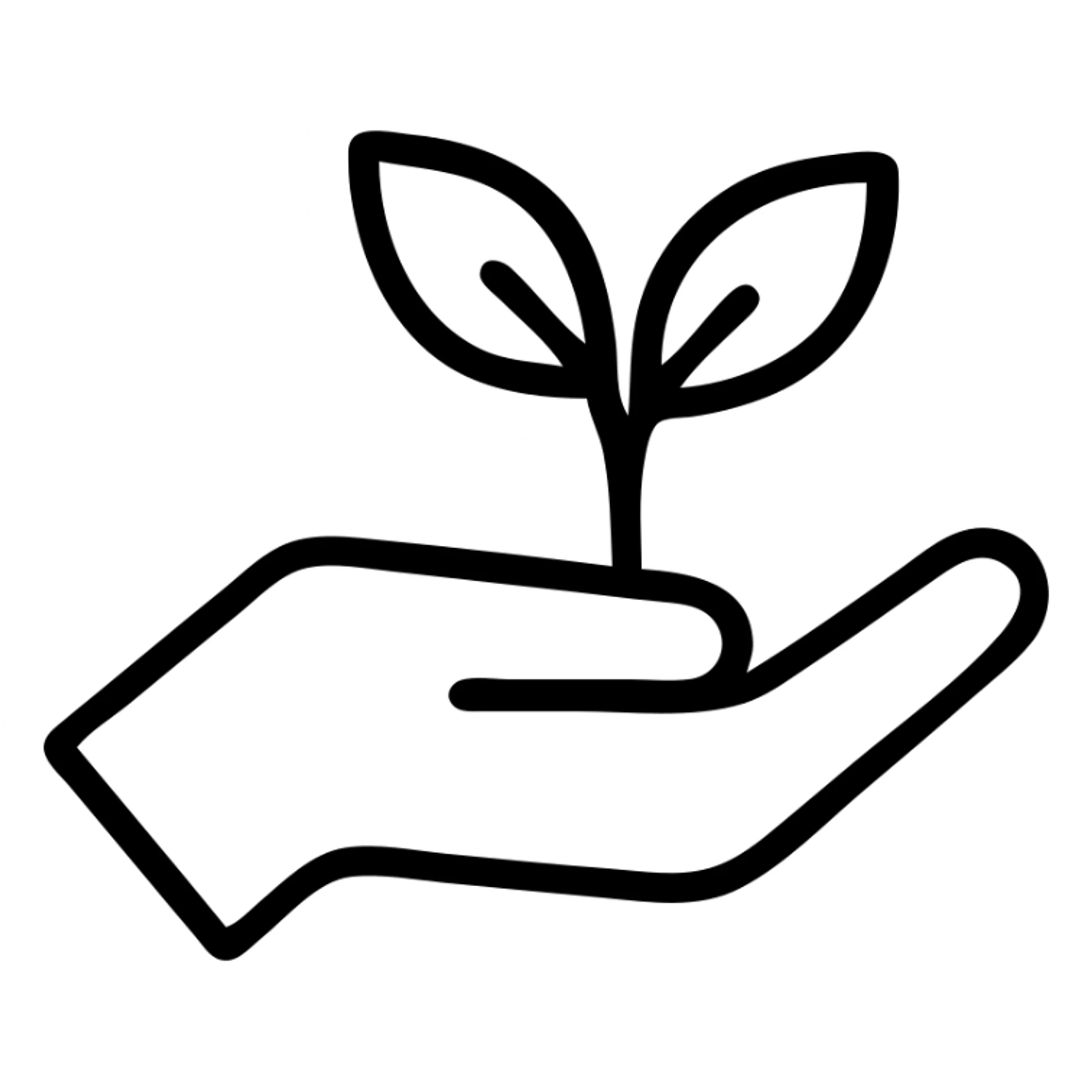 Hand holding a sprout, symbolizing nurturing the environment and sustainable development sticker
