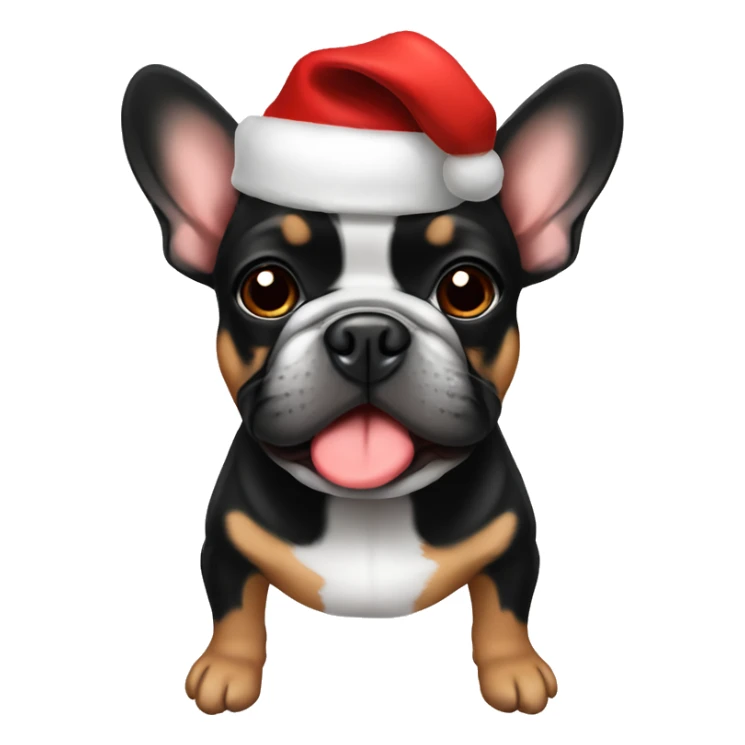 Black and tan frenchie wearing Santa hat sticker