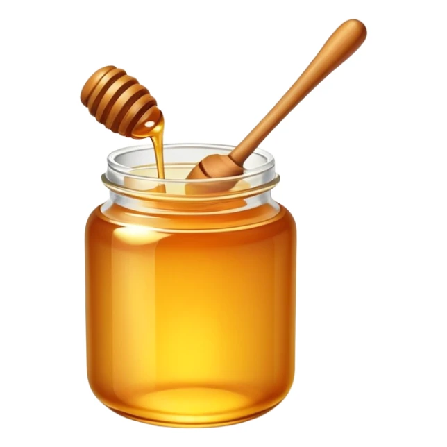 jar of golden honey with a dipper sticker