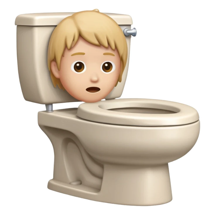 Toilet bowl with a human head peeking out from inside sticker