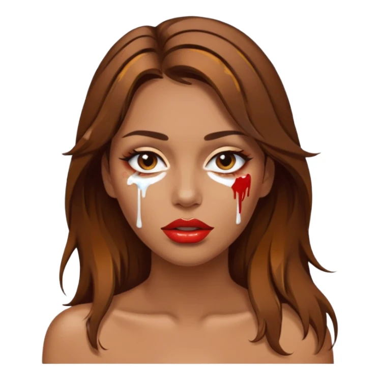 Brown Hair Woman , white paint , drip, face, hot  Sexy, lips sticker