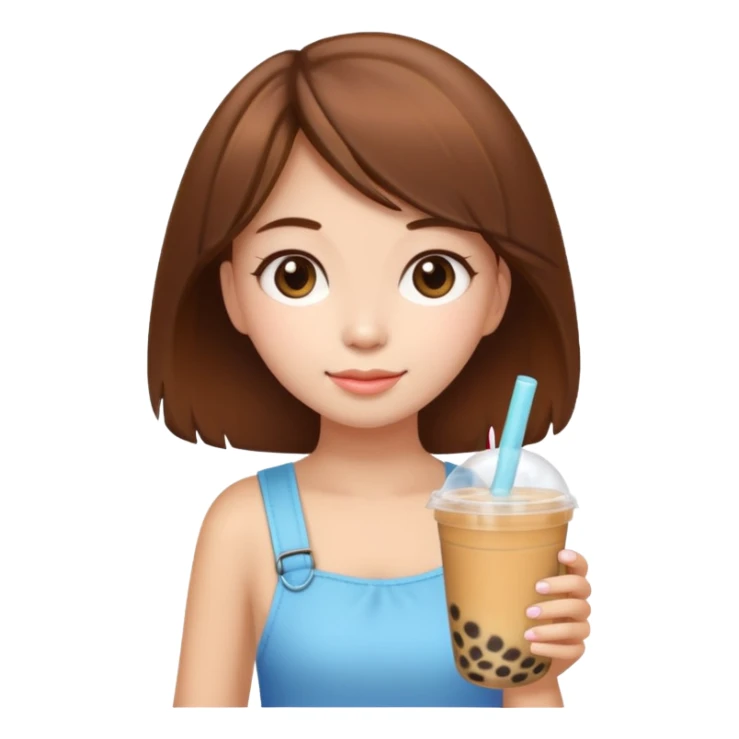 brown hair girl carrying bubble tea in summer sticker