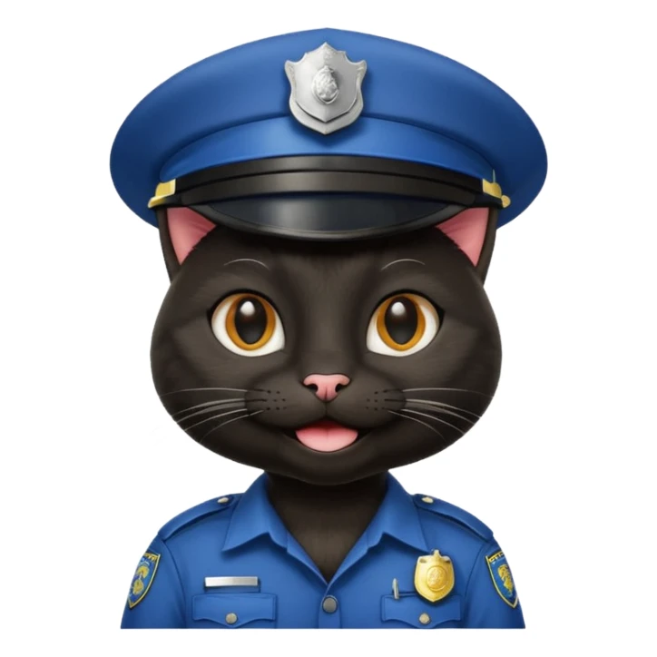happy black cat police sticker