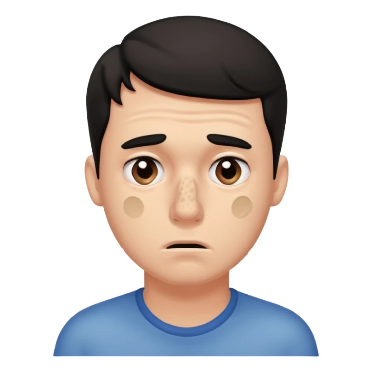 a worried guy with nose full of black heads sticker