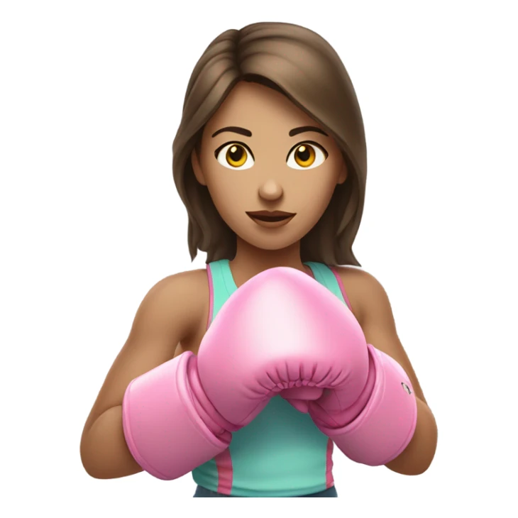 Pale Brunette girl wearing pink boxing gloves sticker