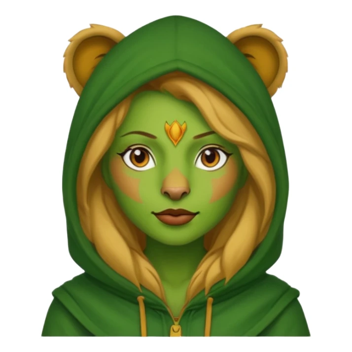 green Hooded lion woman sticker