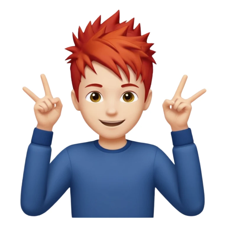 Boy with Red Hair – short spiky red haircut, energetic pose.










































 sticker