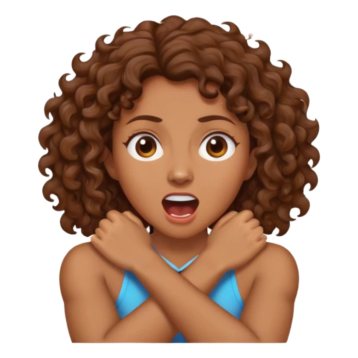 Brown curly crossed arms grabbing her neck screaming  sticker