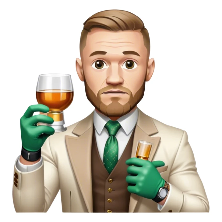 Conor mcreggor in ufo gloves with whiskey sticker