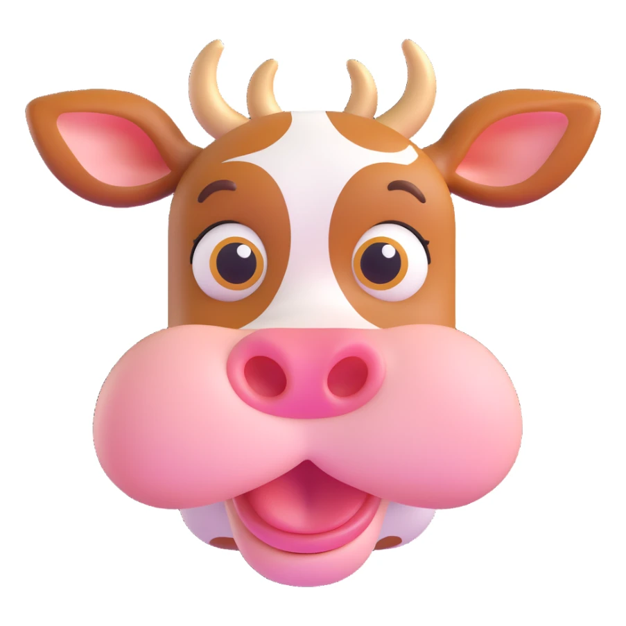 playful cow emoji with a surprised wow expression sticker