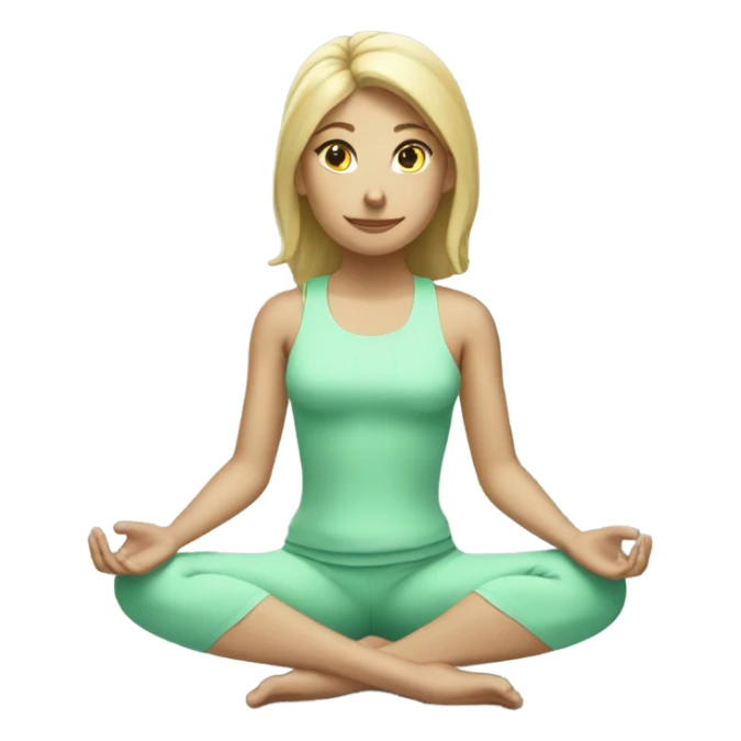 Blond yoga girl sit mint green clothes  sticker