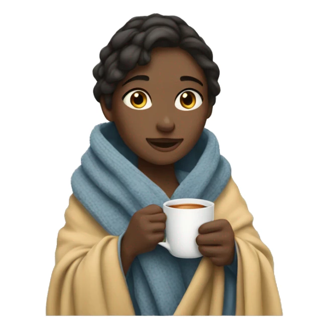Girl in blanket with cup of tea sticker