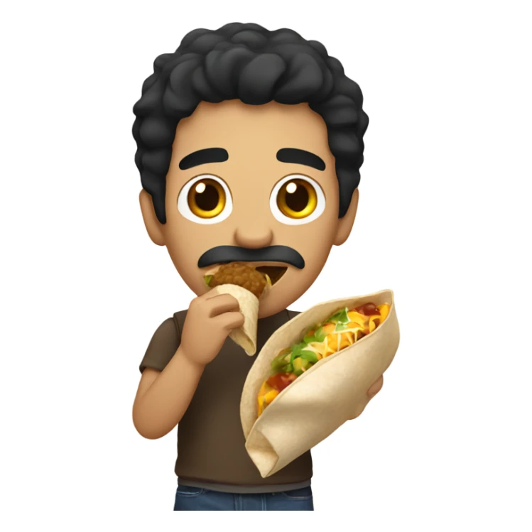 Spanish guy with black hair eating a burrito quickly  sticker