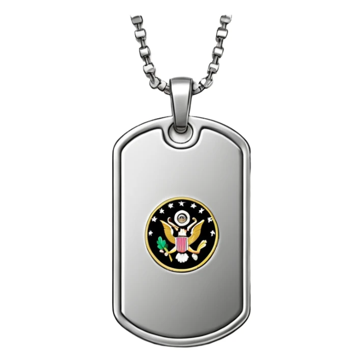 Army name tag on metal pendant  sticker
