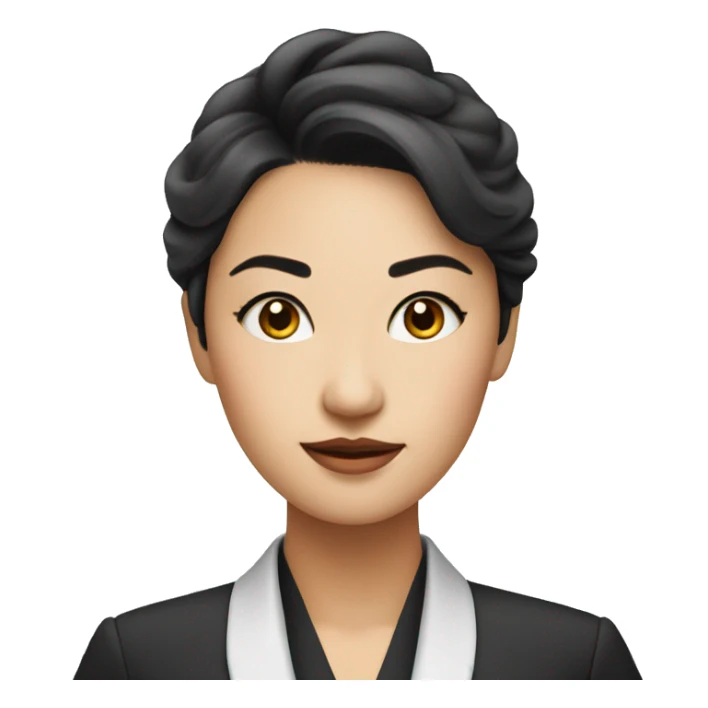 an asian professional woman, confident, looking smart and sharp in makeup industry sticker