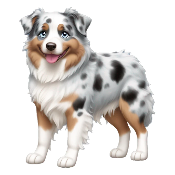 Full body, chubby blue Merle, Australian Shepherd with blue eyes sticker
