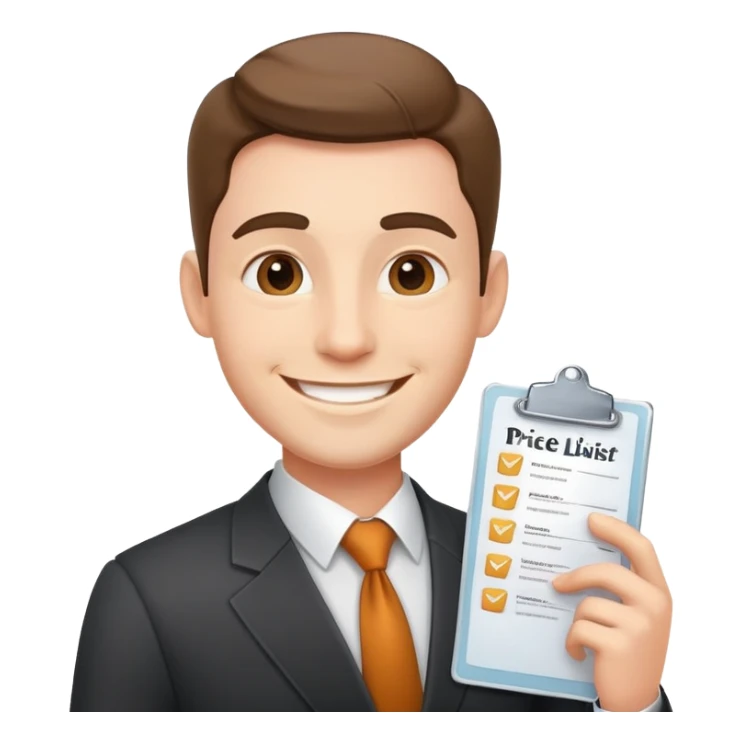 businessman with price list sticker