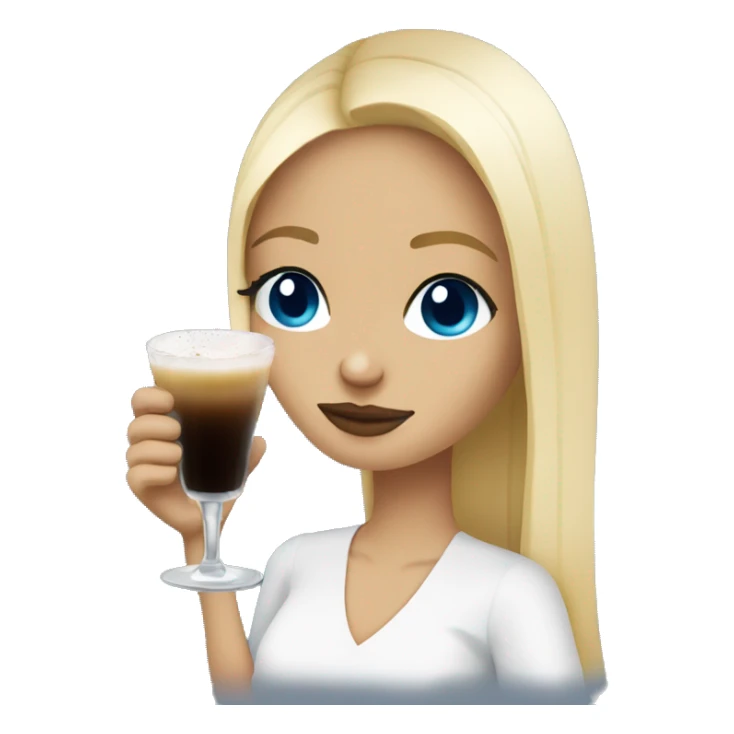 blonde hair blue eye girl drinking espresso martini  sticker