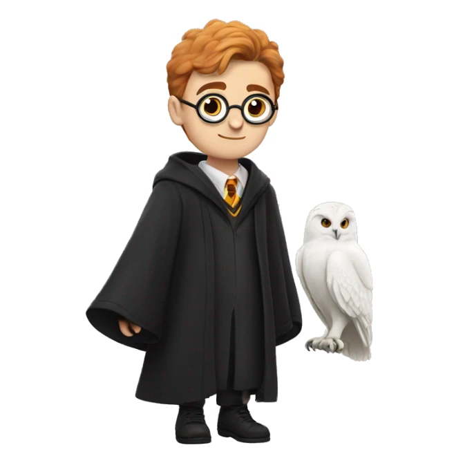 Harry Potter with a white owl on his shoulder sticker
