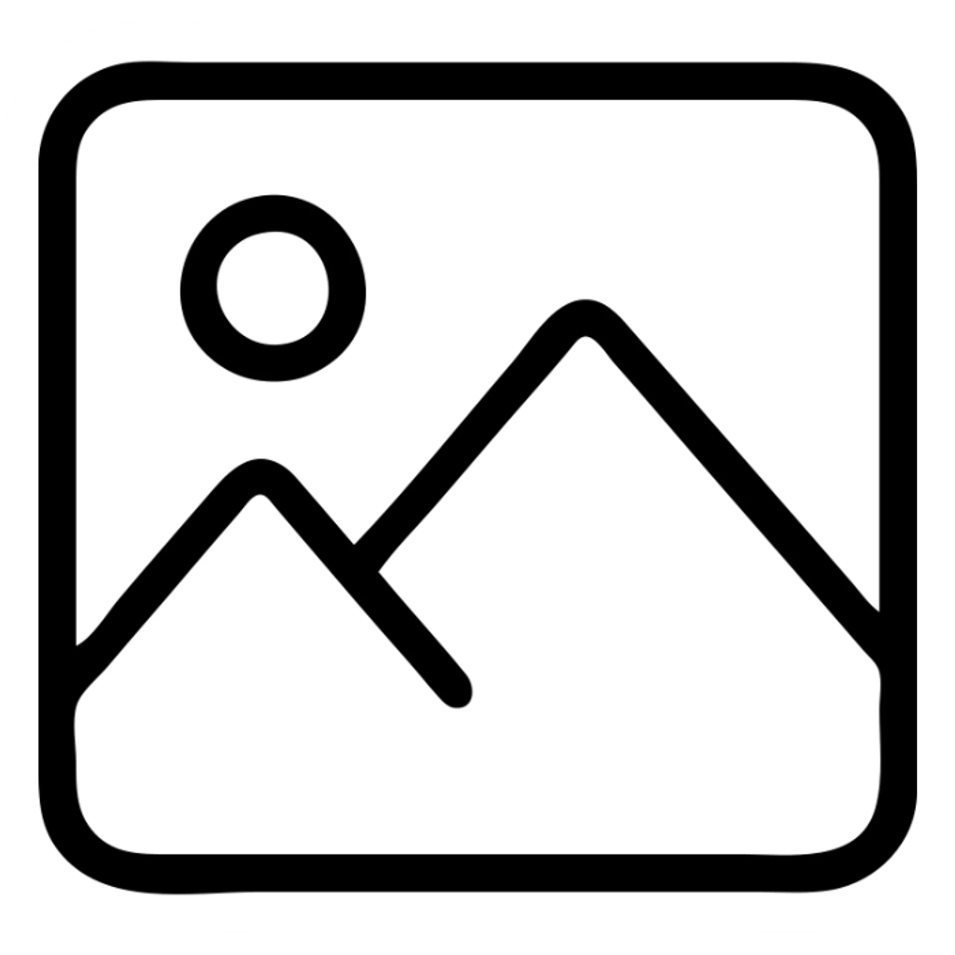 photo image icon, minimal, clean lines, outlined style sticker