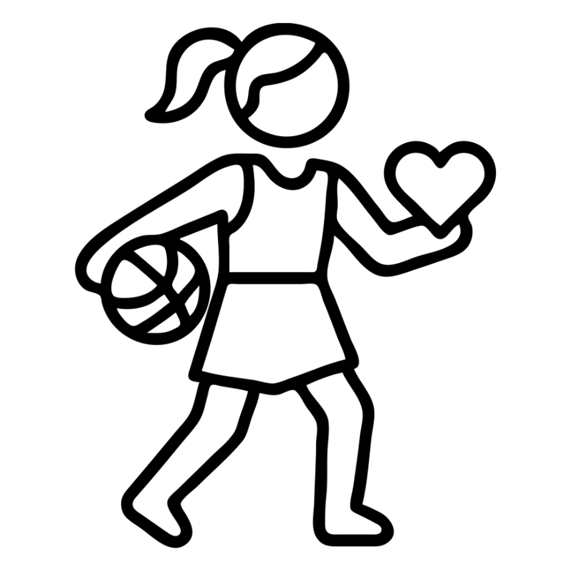 basketball girl player, February theme, play with heart sticker